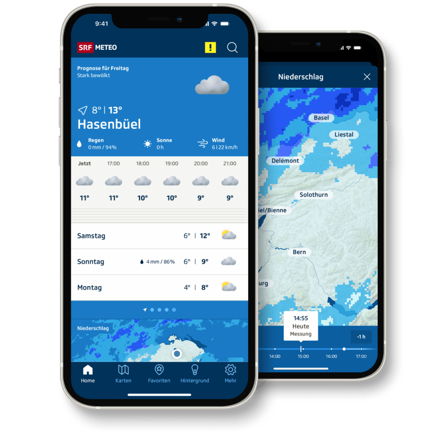 Mobile Geräte mit Meteo-App