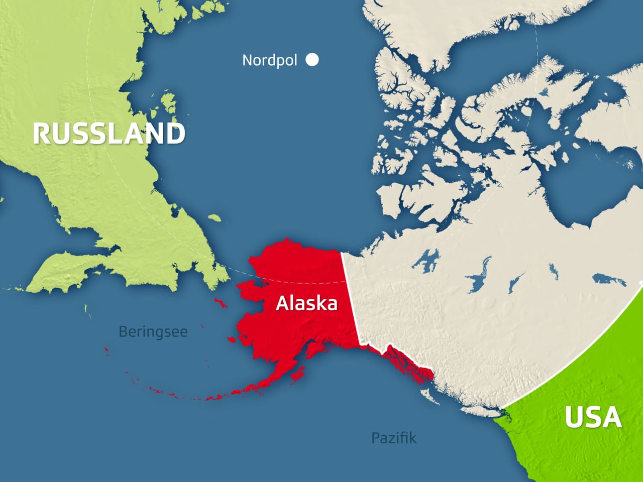 Граница Канады Аляски и России на карте
