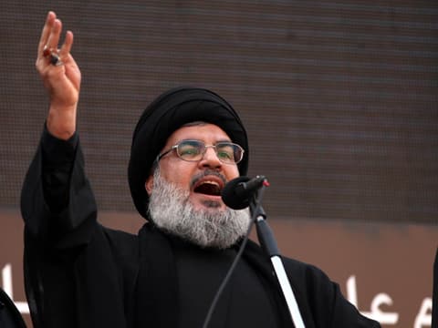 Nasrallah bei einer Ansprache in Beirut 2013.