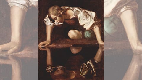 Gemälde von Caravaggio eines Jungen, der sein Spiegelbild betrachtet