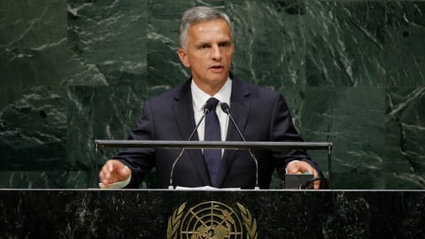 Bundespräsident Didier Burkhalter spricht vor der UNO-Generalversammlung in New York.