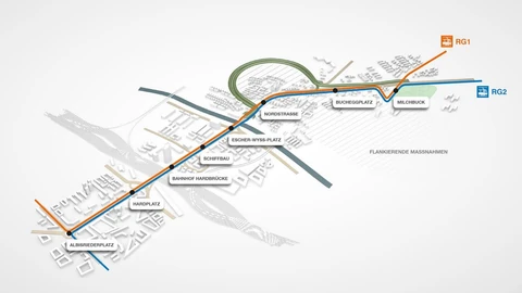 Streckenplan des neuen Rosnegartentunnels