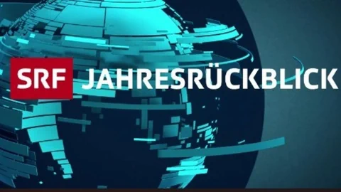 SRF Jahresrückblick Grafik mit abstrakter Weltkugel.