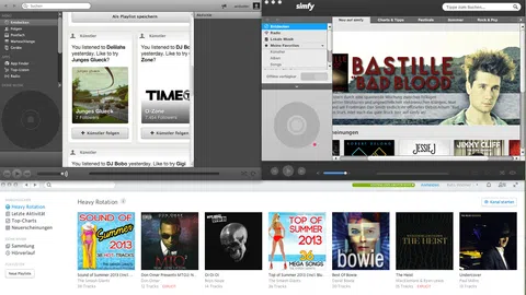 Das Bild zeigt die Startscreens von Spotify, Simfy und Rdio