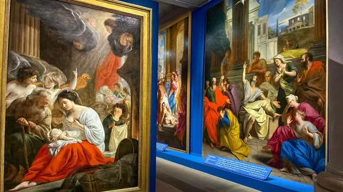 Religiöse Gemälde in einer Kunstgalerie.