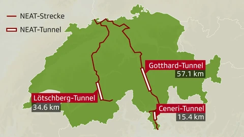 Karte mit den drei Tunnel.