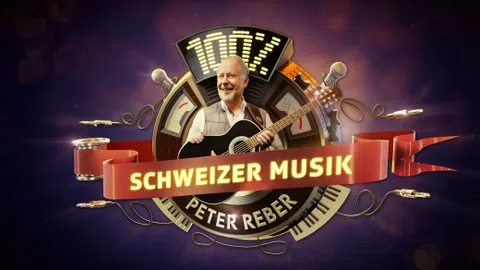 Sendungslogo «100% Schweizer Musik – Peter Reber & Friends» - Peter Reber mit Gitarre