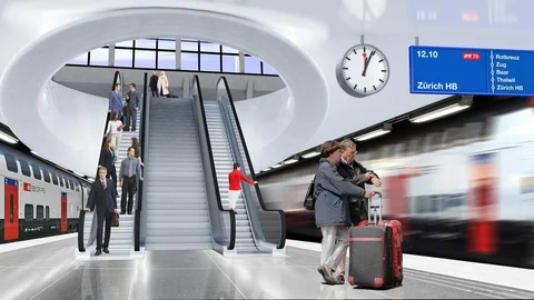 Visualisierung des unterirdischen Bahnperrons