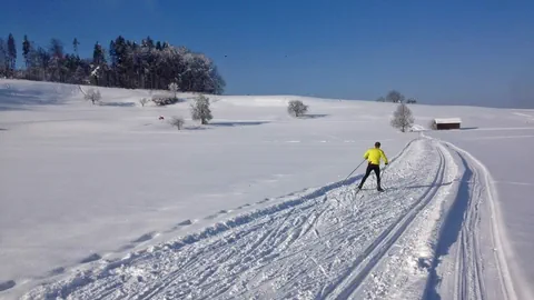 Langläufer auf der Loipe