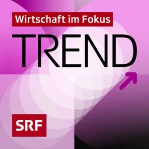 Grafik mit dem Text 'Wirtschaft im Fokus TREND' und einem Pfeil nach oben, SRF-Logo.