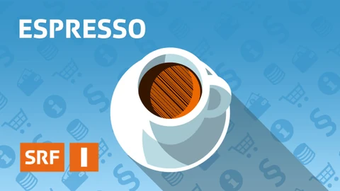 Zu sehen ist das Sendungslogo von Espresso: eine Kaffeetasse auf blauem Hintergrund