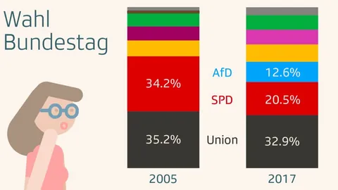 Ergebnisse Bundestagswahlen 2005 und 2017 im Vergleich.