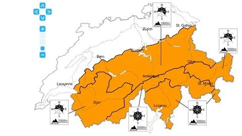 Schweizer Karte zeigt Lawinengefahr