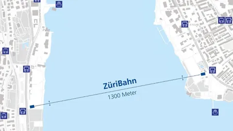 Ausschnitt aus einer Karte, auf der der Verlauf der ZKB-Seilbahn eingetragen ist.