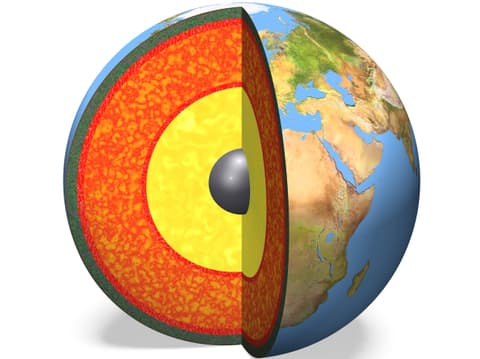 3D-Illustration vom inneren Aufbau der Erde.