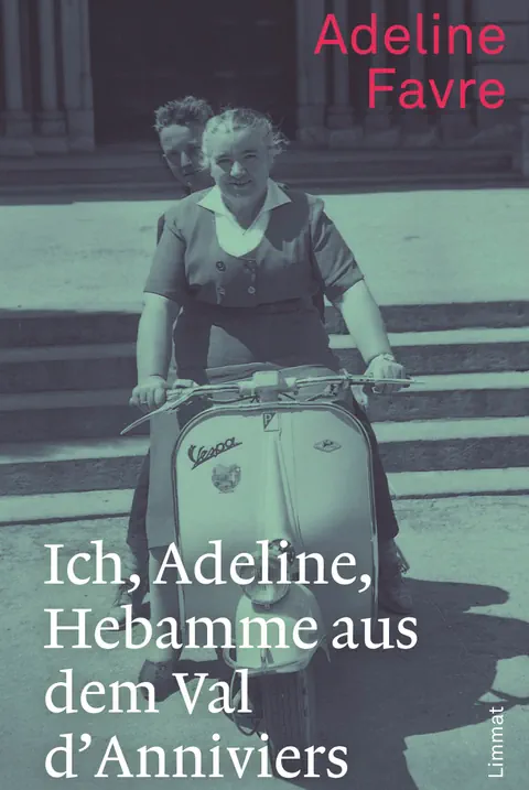 Buchcover: Eine Hebamme fährt auf einer Vespa, in ihrem Rücken ein Mann