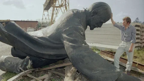 Gestürzte Lenin-Statue in Litauen 1991.