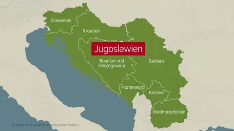 Karte mit den Teilrepubliken des damaligen Jugoslawien.