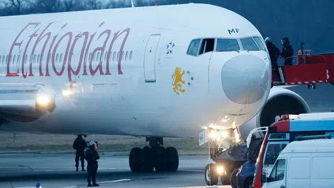 Entführtes Flugzeug der Ethiopian Airlines in Genf.