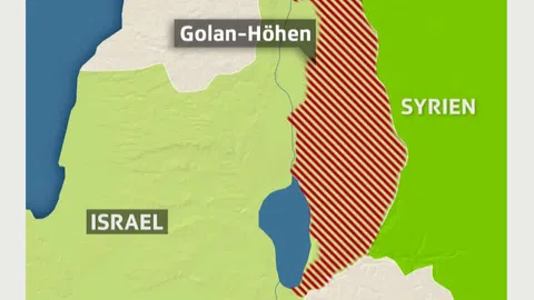 Karte der Golanhöhen zwischen Israel und Syrien.