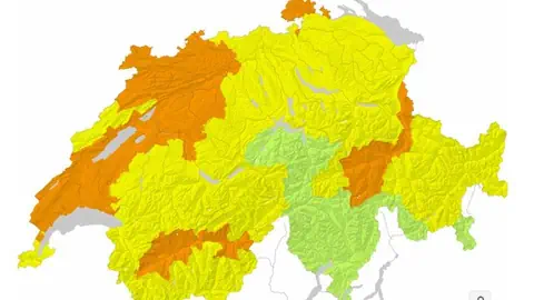 Karte Schweiz mit Warngebieten.