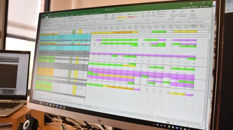 Computerbildschirm mit Tabelle in unterschiedlichen Farben