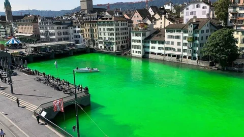 Die Limmat wurde grün gefärbt