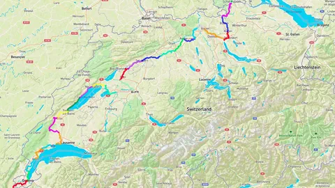 Eine Karte mit eingezeichnetem Hugenottenweg