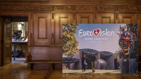 ESC-Plakat im Regierungsgebäude