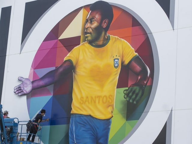 Street art in Pelé's hometown of Santos on the occasion of his 80th birthday.