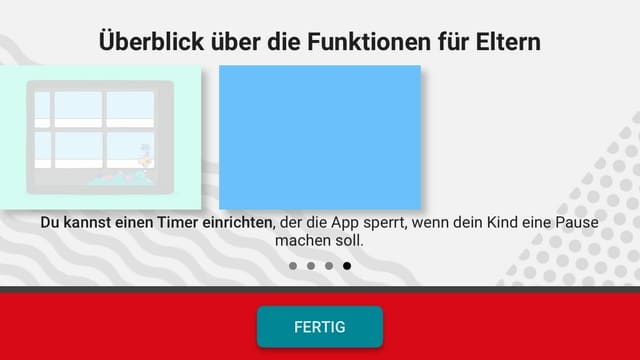 Screenshot aus der YouTube Kids App mit Zeiteinstellung für Eltern