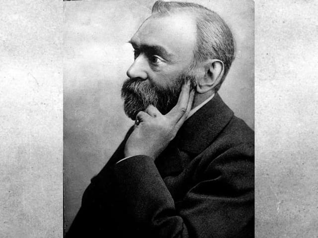 Auf dem Bild ist Alfred Nobel zu sehen.