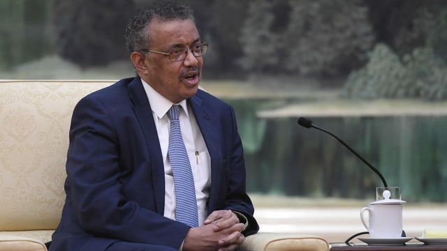 Tedros Adhanom, Direktor der WHO, an einem Treffen mit Xi Xinping.