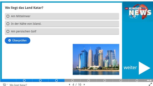 Screenshot einer Quiz-Frage