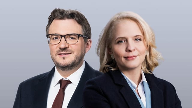 Die SRF-Korrespondent:innen Luzia Tschirky und Sebastian Ramspeck.