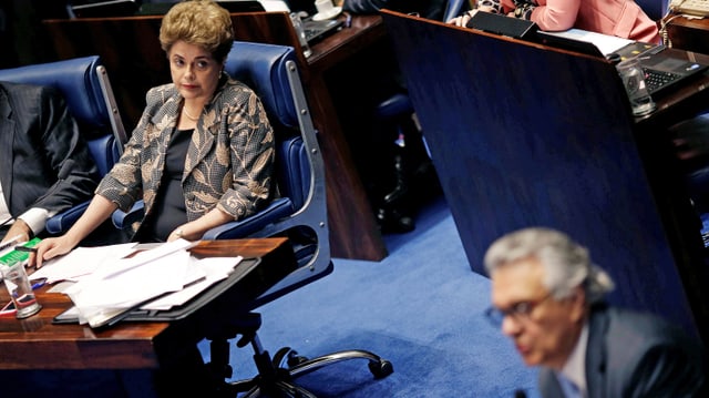 Die suspendierte Dilma Rousseff bei der Anhörung im Senat 