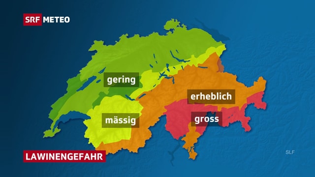 Swiss map with avalanche bulletin