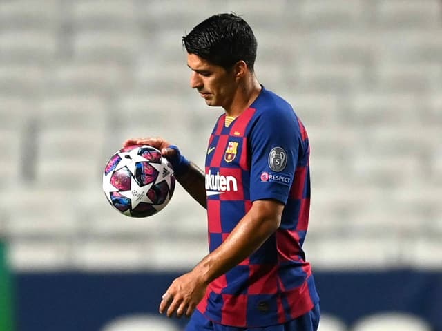 Luis Suárez in the 8-2 loss to Bayern in mid-August. 