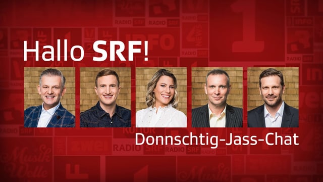 Für Sie im «Hallo SRF!»-Chat: Rainer Maria Salzgeber, Stefan Büsser, Sonia Kälin, Stefano Semeria, Reto Peritz