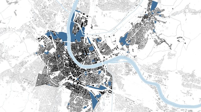Eine Karte mit allen Transformationsarealen in Basel.