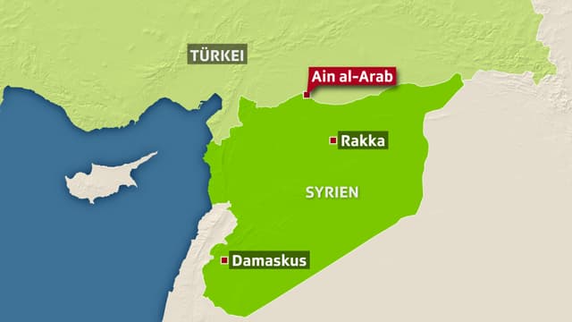 Landkarte von Syrien und der Türkei