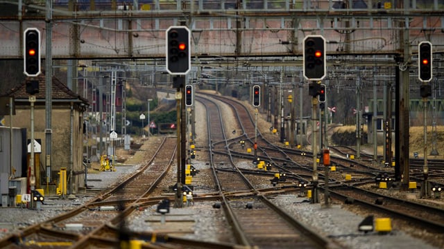 Rote Ampeln und Bahngleise