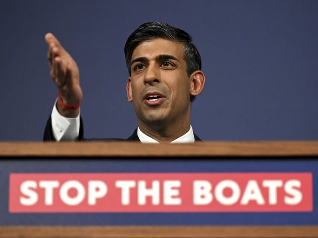 Rishi Sunak hält Rede als britischer Premier, März 2023.