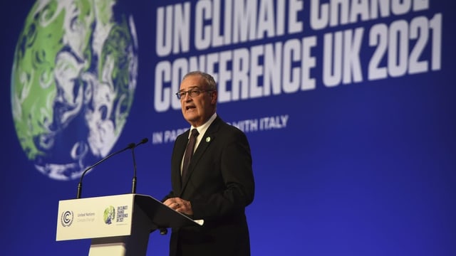 Guy Parmelin spricht an der UNO-Klimakonferenz in Glasgow.