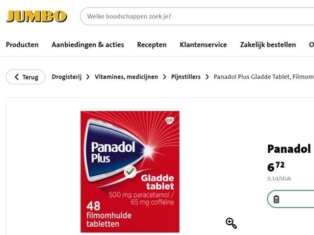 Packung Panadol zum Verkauf in den Niederlanden.