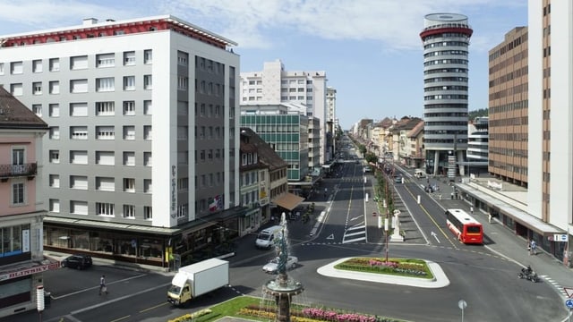 Totale auf einen Strassenzug in La Chaux-de-Fonds