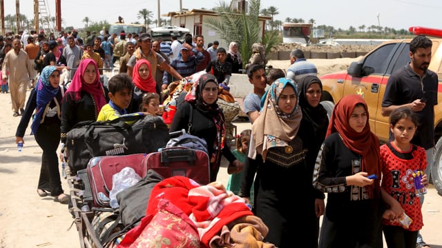 Vertriebene aus der Gegend um Ramadi erreichen die Stadtgrenze von Bagdad. 