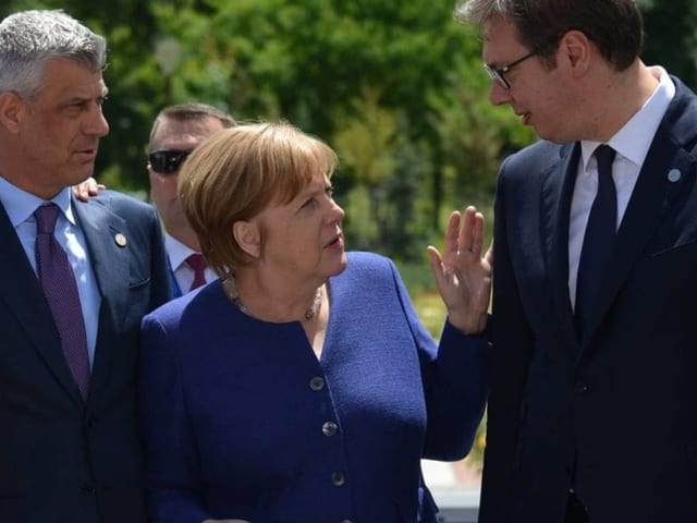 Vucic mit Angela Merkel