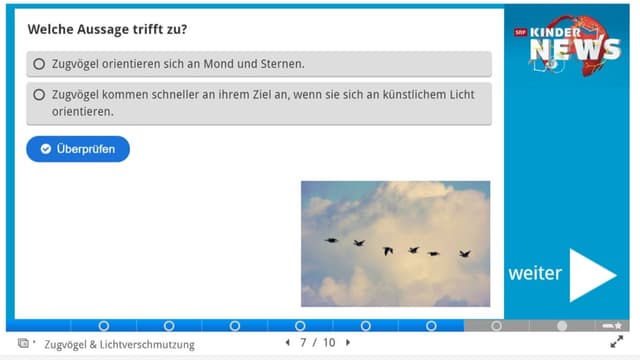 Screenshot einer Quizfrage zur Kinder-News-Sendung