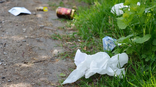 Abfall auf Waldweg